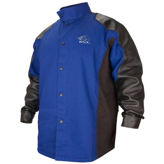 BSX® FR Cotton & Grain Pigskin Hybrid - Welding Jacket - Black/Royal Blue