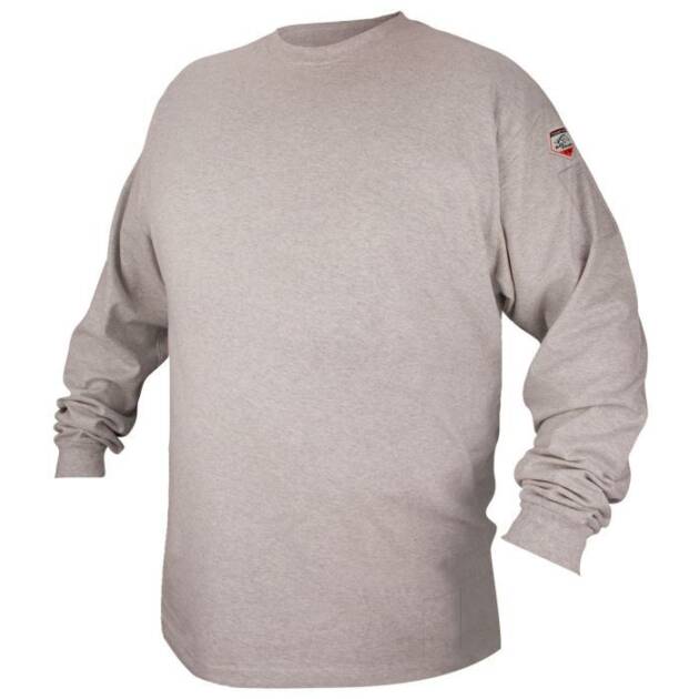 Flame-Resistant Cotton Long-Sleeve T-Shirt, Gray