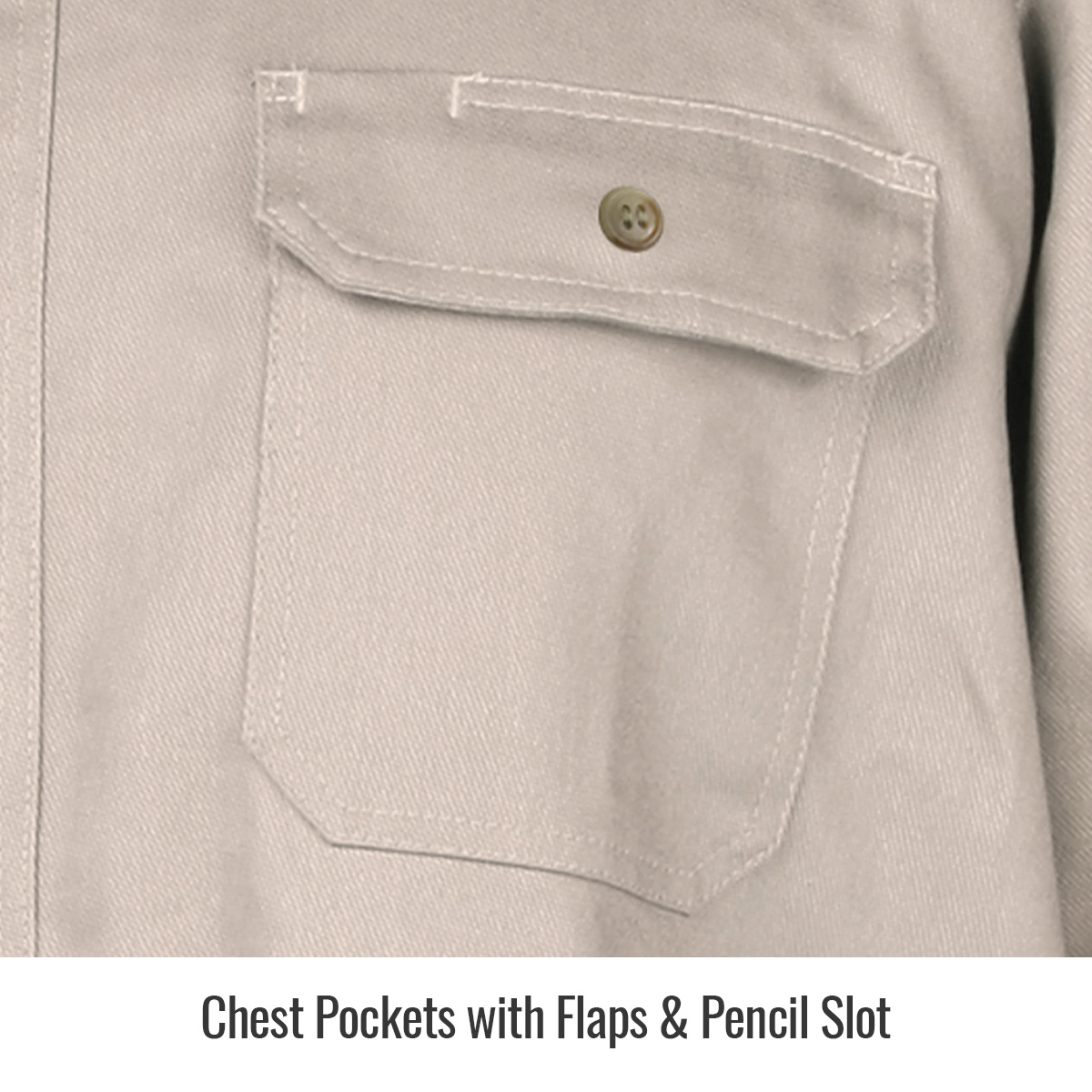 FR Cotton Work Shirt, Stone Khaki - Image 3